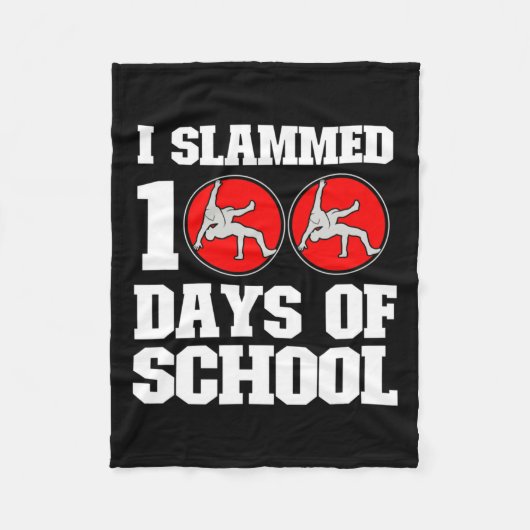 100 Days of School Wrestling 100th Day Boy aangeko Fleece Deken (Voorkant)