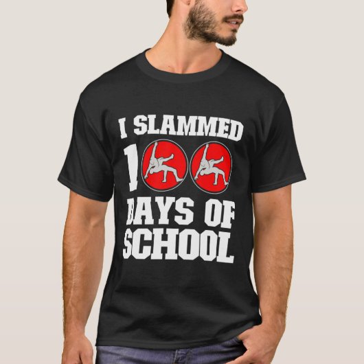 100 Days of School Wrestling 100th Day Boy aangeko T-shirt (Voorkant)