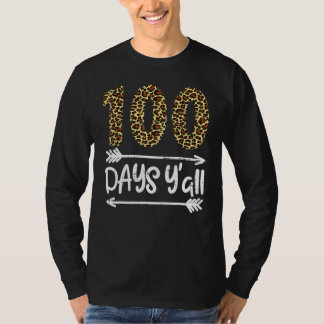 100 Days Of School Y'all Leopard Print 100th Teach T-shirt