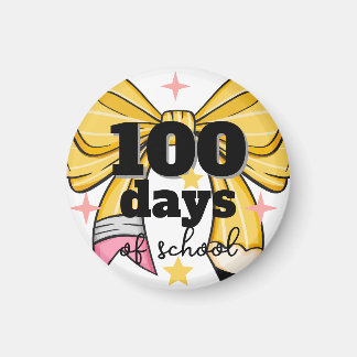 100 Days of School Yellow Pencil Bow Magnet