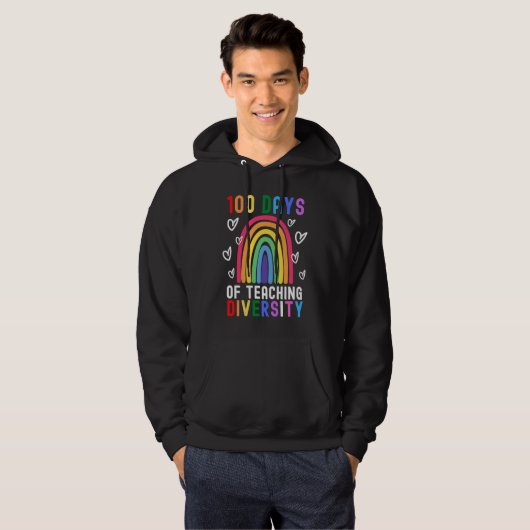 100 Days Of Teaching Diversity  Rainbow Teacher Ga Hoodie (Voorkant volledig)