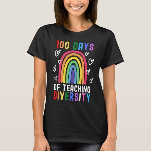 100 Days Of Teaching Diversity  Rainbow Teacher Ga T-shirt (Voorkant)