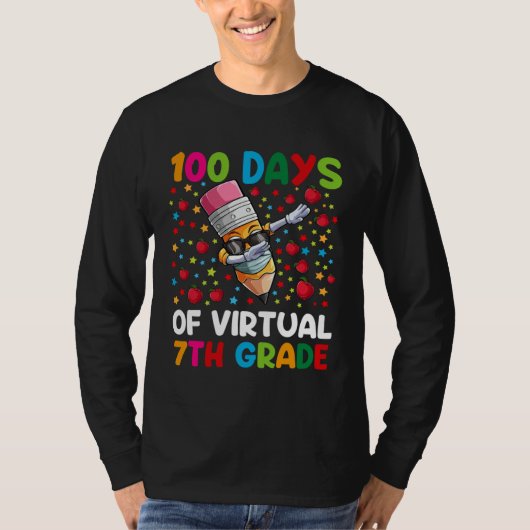 100 Days Of Virtual 7th Grade Teacher or Student B T-shirt (Voorkant)