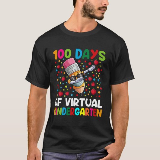 100 Days Of Virtual kindergarten Teacher or Studen T-shirt (Voorkant)