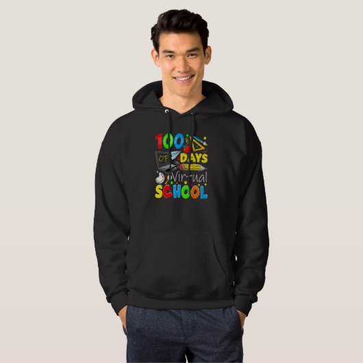 100 Days Of Virtual School Funny 100th Day Of Scho Hoodie (Voorkant volledig)