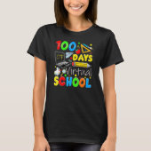 100 Days Of Virtual School Funny 100th Day Of Scho T-shirt (Voorkant)