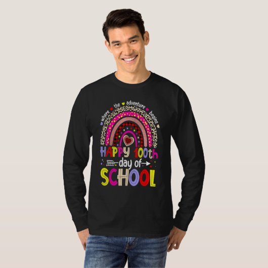 100 Days School Happy 100th Day Of School Rainbow  T-shirt (Voorkant volledig)