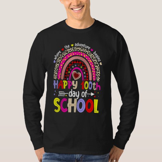 100 Days School Happy 100th Day Of School Rainbow  T-shirt (Voorkant)