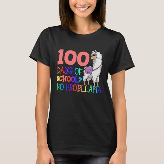 100 Days School No Sample Llama Teacher Or Student T-shirt (Voorkant)
