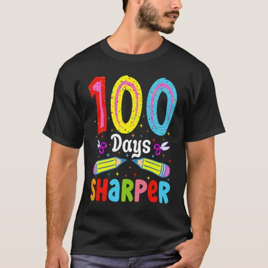 100 Days Sharper 100 Days Of School Pencil 100 Day T-shirt (Voorkant)