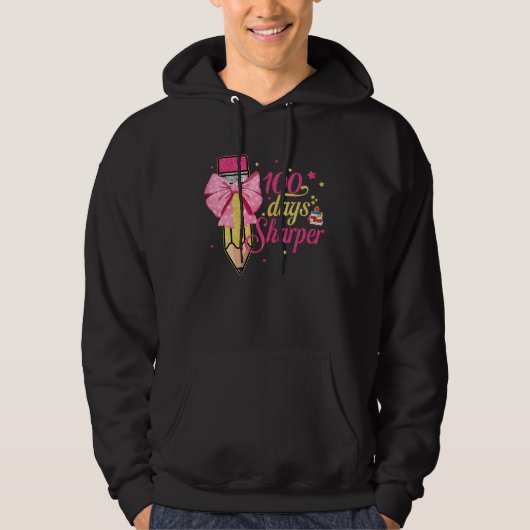 100 Days Sharper Happy 100 Days Of School Pencil B Hoodie (Voorkant)