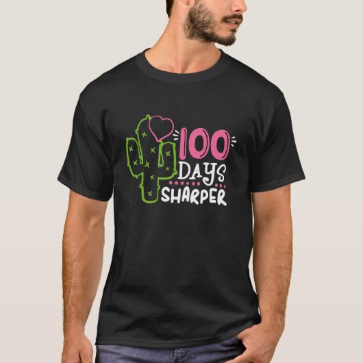 100 Days Sharper Happy 100th Day Of School Cactus  T-shirt (Voorkant)