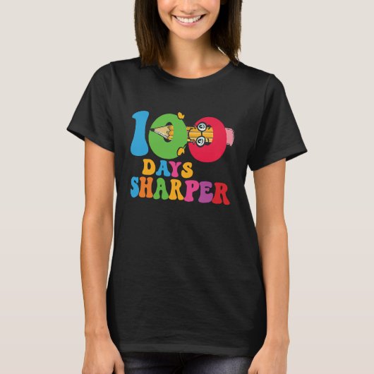 100 Days Sharper Teacher Student Happy 100th Day O T-shirt (Voorkant)