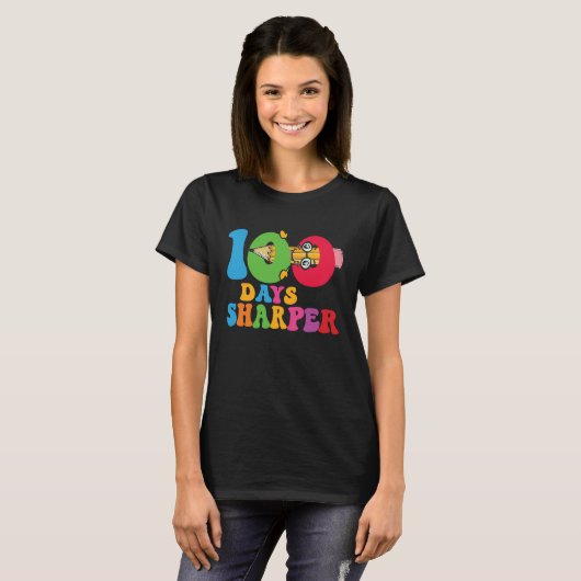 100 Days Sharper Teacher Student Happy 100th Day O T-shirt (Voorkant volledig)