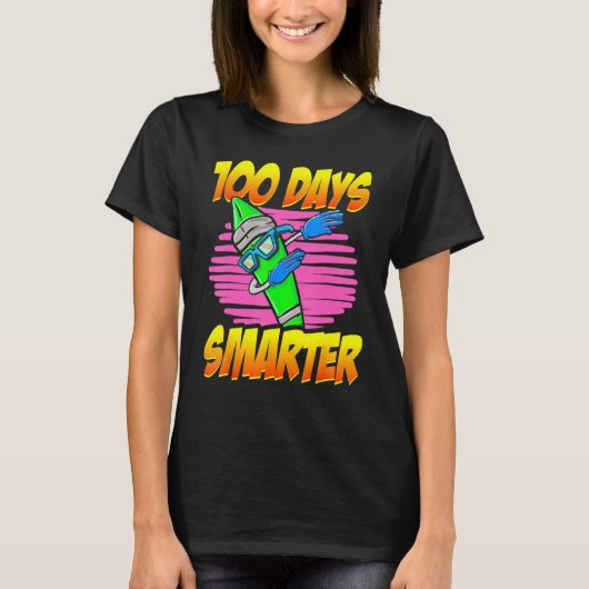 100 Days Smarter 100th Day Of School Dabbing Crayo T-shirt (Voorkant)