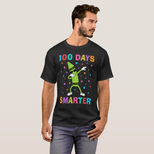 100 Days Smarter 100th Day of School Dabbing Crayo T-shirt (Voorkant volledig)