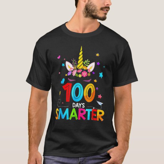 100 Days Smarter 100th Day Of School Unicorn Stude T-shirt (Voorkant)