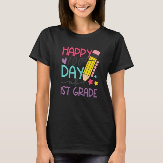 100 Days Smarter 1st Grade Happy 100th Day Of Scho T-shirt (Voorkant)