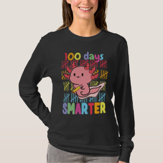 100 Days Smarter Axolotl 100th Day Of School Girls T-shirt