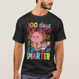 100 Days Smarter Axolotl 100th Day Of School Girls T-shirt