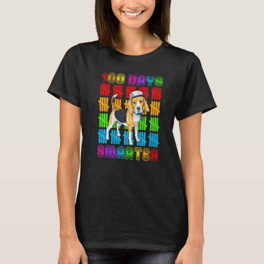 100 Days Smarter Beagle Dog Lovers 100 Days Of Sch T-shirt (Voorkant)