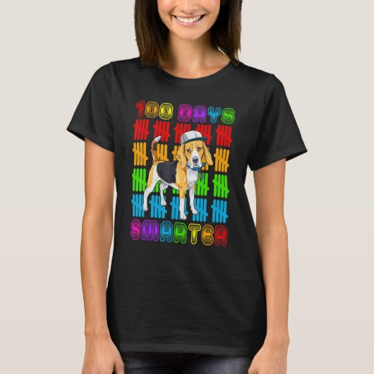 100 Days Smarter Beagle Dog Lovers 100 Days Of Sch T-shirt (Voorkant)