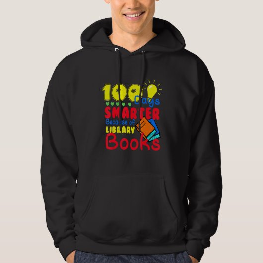 100 Days Smarter Because of Library Books Kids Tea Hoodie (Voorkant)
