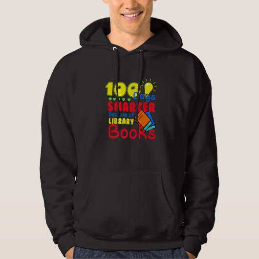 100 Days Smarter Because of Library Books Kids Tea Hoodie (Voorkant)