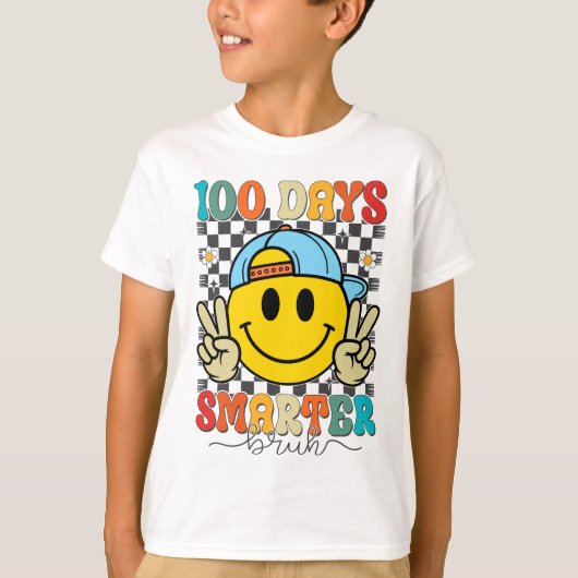 100 Days Smarter Bruh Funny 100 Days Of School T-shirt (Voorkant)
