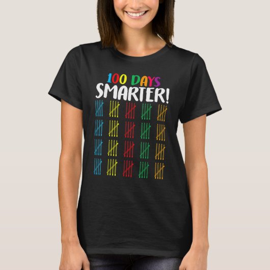 100 Days Smarter Counting Hash Marks Days Of Scho T-shirt (Voorkant)