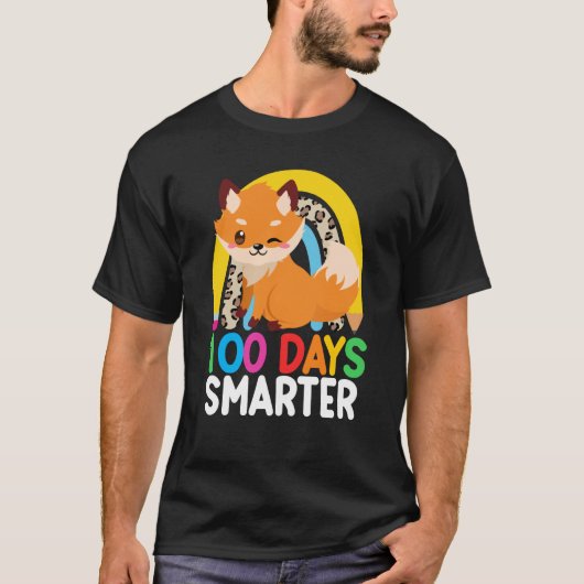 100 Days Smarter Cute Animal Fox 100 Days Of Schoo T-shirt (Voorkant)