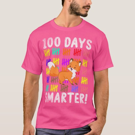 100 Days Smarter Cute Animal Fox 100 Days Of Schoo T-shirt (Voorkant)