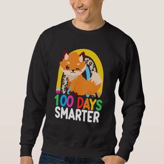100 Days Smarter Cute Animal Fox 100 Days Of Schoo Trui (Voorkant)