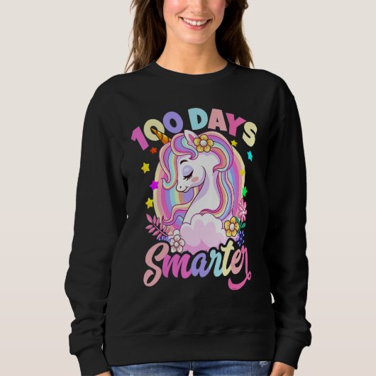 100 Days Smarter Cute Unicorn Teacher Girls 100th  Trui (Voorkant)