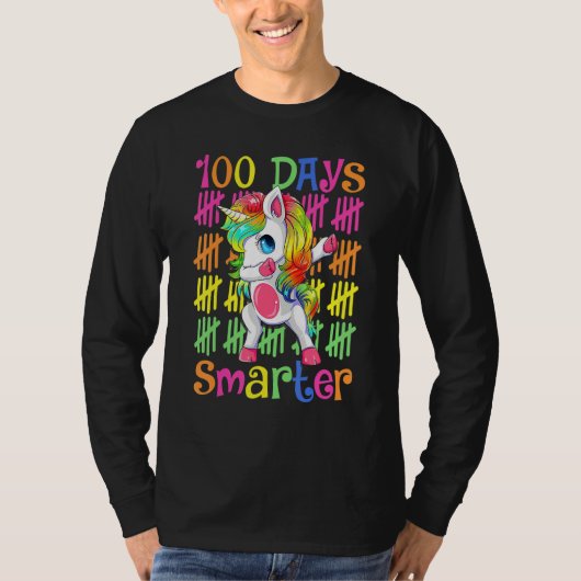 100 Days Smarter  Dabbing Unicorn 100th Day of Sch T-shirt (Voorkant)