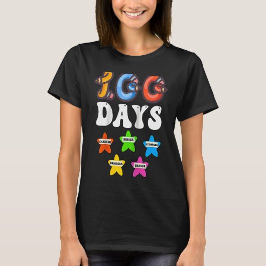100 Days Smarter For Girls Teachers 100th Day Of S T-shirt (Voorkant)