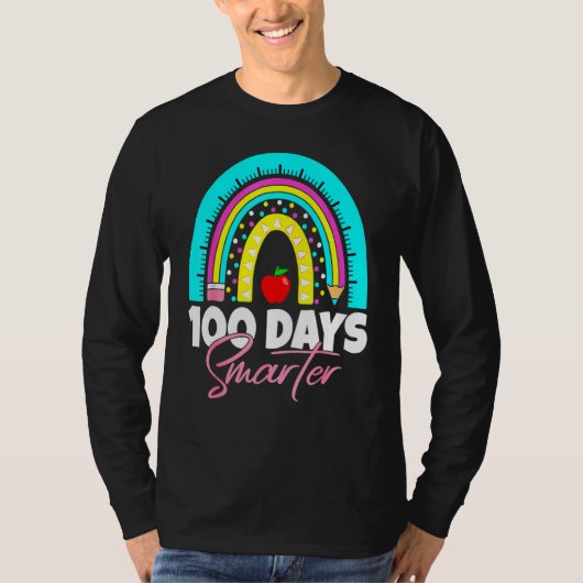 100 Days Smarter Funny 100th Day Of School Rainbow T-shirt (Voorkant)