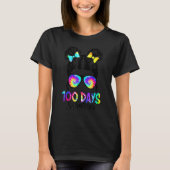 100 Days Smarter Girls Messy Bun Hair 100th Day Of T-shirt (Voorkant)