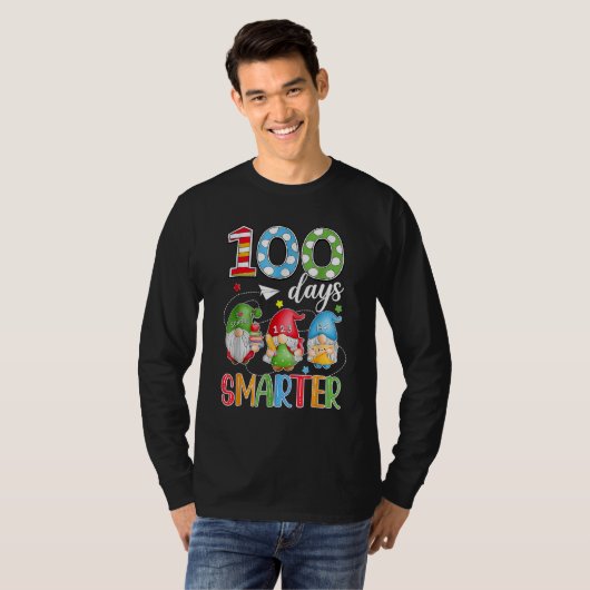 100 Days Smarter Gnome 100th Day Of School Men Kid T-shirt (Voorkant volledig)