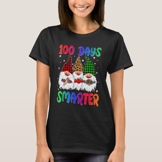 100 Days Smarter Gnome Teacher Kids 100th Day Of S T-shirt (Voorkant)