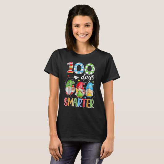 100 Days Smarter Gnomes Cute Happy 100th Day Of Sc T-shirt (Voorkant volledig)