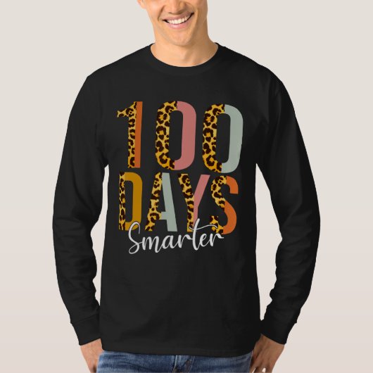 100 Days Smarter Happy 100th Day Of School Leopard T-shirt (Voorkant)