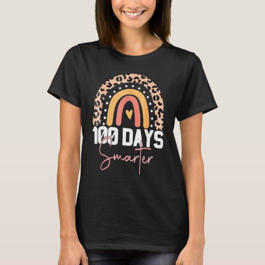 100 Days Smarter Happy 100th Day Of School Rainbow T-shirt (Voorkant)