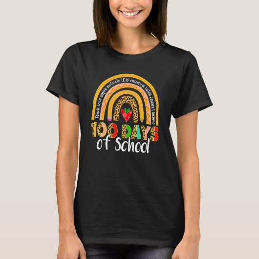 100 Days Smarter Happy 100th Day Of School Rainbow T-shirt (Voorkant)