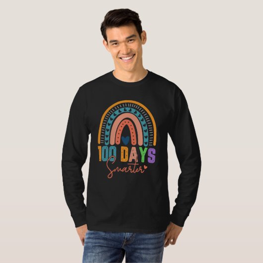 100 Days Smarter Happy 100th Day Of School Rainbow T-shirt (Voorkant volledig)