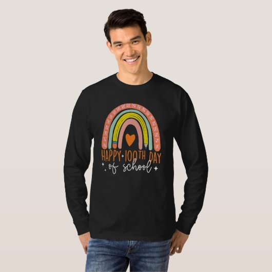 100 Days Smarter Happy 100th Day Of School Rainbow T-shirt (Voorkant volledig)