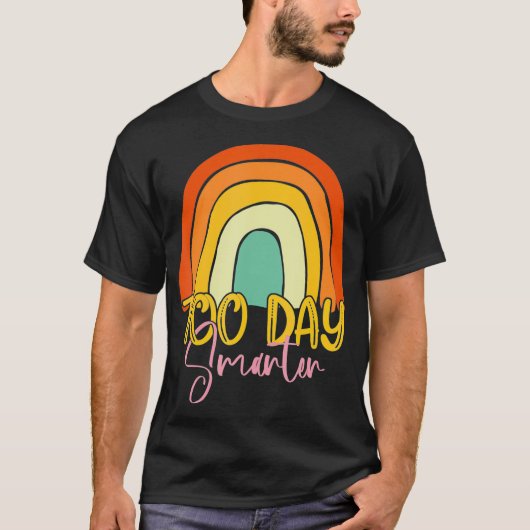 100 Days Smarter Happy 100th Day Of School Rainbow T-shirt (Voorkant)