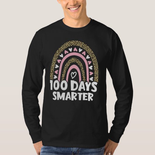100 Days Smarter Happy 100th Day Of School Rainbow T-shirt (Voorkant)