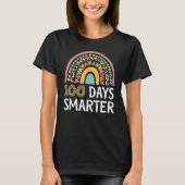 100 Days Smarter Happy 100th Day Of School Rainbow T-shirt (Voorkant)