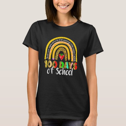 100 Days Smarter Happy 100th Day Of School Rainbow T-shirt (Voorkant)